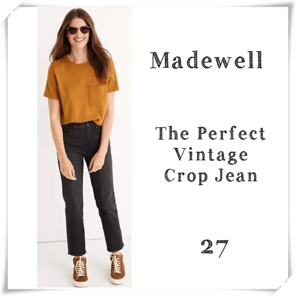 MADEWELL The Perfect Vintage Crop Jeans in Sumner Wash Black Style# AA892 - Picture 1 of 10